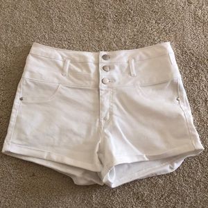 White High Rise Shorts